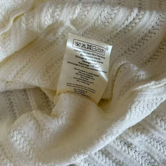 Sezane Anil Jumper Medium Ecru Cream Ivory Top Short Sleeve Sweater Knit French - Picture 12 of 13